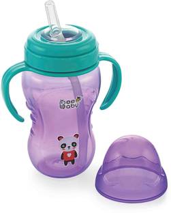 Beebaby No-Spill Flex Straw Sippy / Sipper Cup with Detachable Handle. (240 ML. / 8 oz.) (Violet)