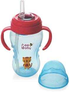 Beebaby No-Spill Flex Straw Sippy / Sipper Cup with Detachable Handle. (240 ML. / 8 oz.) (Blue)