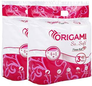 Origami So.Soft - 3 Ply Toilet Paper | Tissue Roll - 4 in 1 - Pack of 2 - Total 8 Rolls (340 Pulls Per Roll)- Total 2720 Pulls (Pack of 2) Toilet Paper Roll