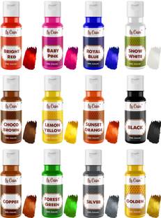 La Casa Metallic Gel Food Color - Combo Pack of 12 | Concentrated, Vegan & Gluten Free | For Icing, Fondant, Slime & Baking | 40mlx12 | Icing