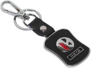 kitton Imported Hero Bike Leather And Chrome Bike Logo Locking Keyring - Black Key Chain