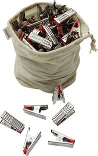 Urbanware Heavy Duty Rust Free Cloth Peg/Clothes Clip/Cloth Drying Pins/Pegs for Hanger/Rods/Ropes/Drying Clothes (12 SS Plastic Grip Clips with Storage... Stainless Steel Cloth Clips