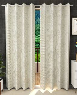 EXCEL BAZAAR 214 cm (7 ft) Door Polyester Semi Transparent Curtain (Pack Of 2)