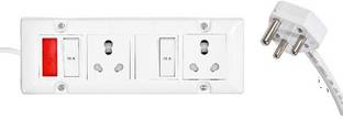 K K Electricals Extension Board 6A 15A 16A 2 Socket 2 Switch 2 Meter 1.5 mm Long Wire Cable Cord with 15 16 Amp Power Plug 2500 A Three Pin Socket