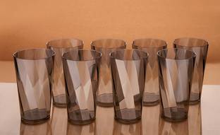 Sentricus (Pack of 8) Twisted Shape Plastic Water Glasses GREY Glass Set Glass Set Water/Juice Glass