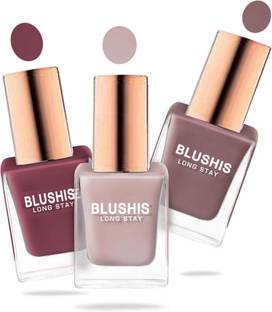 BLUSHIS Quick Drying Long last Nail Paint Combo 3 Sun Kissed, Dusty Coral, Camel multicolour