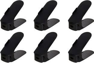 Onprix Shoe Slots Organizer, 6Pcs Adjustable Double Layer Stack Shoe Rack Plastic Collapsible Shoe Stand
