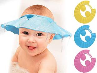 DEVCHHAYA ENTERPRISE Safe Soft Bathing Baby Shower Cap Wash Hair For Children Baby Eye Ear Protector Adjustable Leaves Shape Bathing Shower/Shampoo Cap Hat Baby Shower Caps(pack of 2)