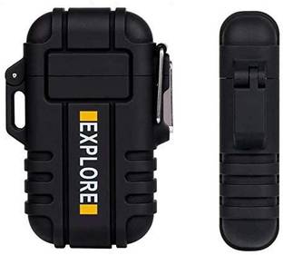 Explorer ™ Thunder Cool Survival Waterproof Lighter Best for Hiking And Rough Use | USB Rechargeable Flameless Dual Electric Arc Lighter With Lanyard Emergency Whistle Survival Gear for Outdoor Camping Survival | Plasma Dual ARC Ignition System | No Fuel No Gas Required | USB Cable Chargeable Lighter | Protective Case Electronic USB Plasma Double Arc Rechargeable ( Tesla Coil ) Cigarette Lighter, USB Cable