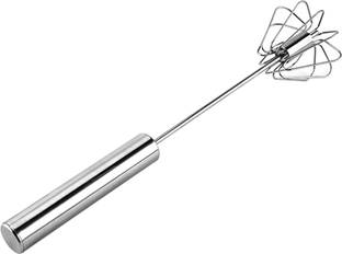 Mobfest ® Whisk Baking Mini Egg-Whisk stainless Steel Semi-Automatic Mixer Beater Manual Hand Blender Push Rotating Whisk Stainless Steel Balloon Whisk
