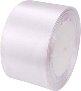 PRANSUNITA Double Face Satin Broad Ribbon, 2 inch (50 mm) Wide,20 Yard Length for Wedding, Party Decoration,Headbands,Sewing, Gift Wrapping, Floral Arrangement, Bouquet, & DIY Craft WHITE