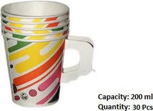 Spylark Pack of 30 Paper Paper Cups With Handle |Disposable| 200 ml -Pack of 30