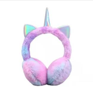 S K Bright Animal Print Unicorn Rainbow Pink Blue Plush Faux Fur Warm Girls Ear Muffs Warmers (Pack of 1) Ear Muff