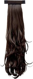 EASYOUNG PONYTAIL/HAIR EXTENSION (2 IN 1) Human hair blend | Tangle free  20 inch | ( Natural Brown ) Hair Extension