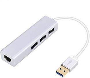 microware 1000Mbps Network Card USB 3.0 to RJ45 Gigabit Ethernet Lan Adapter 3.0 Ports High Speed USB Hub for Computer Mackbook Air PC Lan Adapter