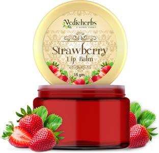 Vedicherbs Strawberry Lip Balm with Natural Strawberry Extract | Plumpy Attractive Moisturized Lips (Pack-1) (15 gm.) Strawberry