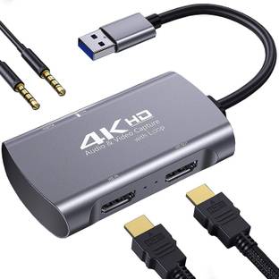 microware 4K HDMI Video Capture Card, Video Capture Converter,1080p 60fps, Capture HDMI USB 3.0, Record via DSLR Camcorder Cam for High Definition Acquisition, for Broadcasting(USB-3.0 Loop New) Media Streaming Device