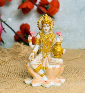Ishu handi artistic Marble dust Laxmi Ji Murti for Car Dashboard l Pooja Room I Home Temple Decorative Showpiece  -  7.6 cm
