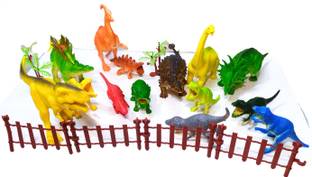 Cabin Hut Dinosaur Toy Set of 20 PCS Big & Rare Dino Pack Having Boundaries and Trees | Now Create Your Own Jungle Look with Big Special Dino Pack Made up of Hard Material | A World of Dino Awaits You