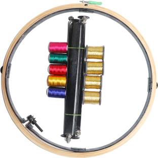 Dealx 16Inch Aari/Maggam work stand with 5 Silk Threads And Gold Zari thread-4Pcs