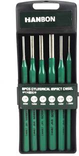 GSK Cut Round Punching 6 Piece Pin Type Punch Chisel Set Cylindrical Impact Chisel set for punching out pins and dowels Firmer Chisel