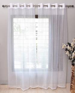 Homefab India 244 cm (8 ft) Tissue Transparent Long Door Curtain (Pack Of 2)