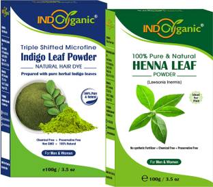 Indo Organic Powder with Natural Henna Powder Combo (100g each)