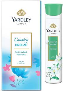 Yardley London 1 COUNTRY BREEZE DAILY WEAR PERFUME , 100 ML 1 JASMINE REFRESHING BODY SPRAY , 150 ML ,PACK OF 2 . Eau de Parfum  -  250 ml