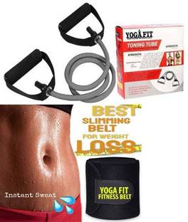 YOGA FIT Resistance Tube and Yoga Fitness Slim Belt Adjustable Band for Stretching Ab Exerciser