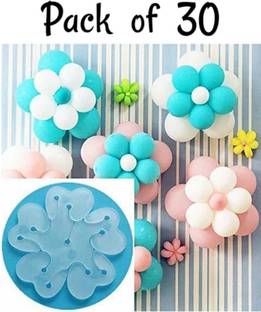 FLIPZONE Solid Reusable 30 Pcs Flower Shape Balloon Clips Holders Sticker for Kids Birthday baby Shower, anniversary , valentine Decorations Wedding Party Supplies Balloon