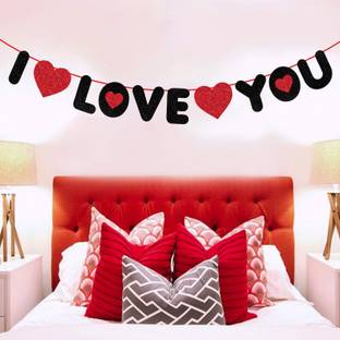 ZYOZI I Love You Banner for Valentines Day Decorations, Valentines Day Decor with I Love You Banner, Banner for Engagement, Wedding, Anniversary, Valentine Banner for Fireplace Banner