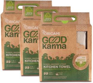 Origami Good Karma kitchen towel-2in1-3 pack of 6 rolls(75 Sheets Per Roll)