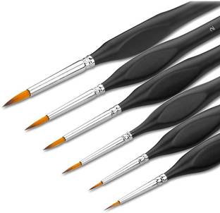DELITON Paint Brushes Set for Fine Detailing Round Pointed Tip Nylon Hair Paintbrush Miniatures Paint Brush for Miniature Detailing Acrylic Oil Watercolor-6 pcs (Size = 00000,0000,000,00,0,1)