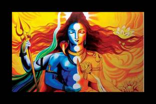 Jitesh Arts Lord Shiva Shakti Religious Acrylic 13.5 inch x 19.5 inch Painting