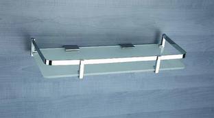 AVOQ Frosted Toughened Glass 6mm & 100% Brass, Chrome plated, Size : 15x5, Bathroom Glass Wall Shelf
