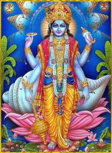 vishnu ji Bhagwan poster on fine art paper 13x19 Fine Art Print