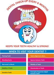 Dental Dentist Poster Healthy teeth happy life no. 3 Wall Poster Print on Art Paper 13x19 Inches Paper Print