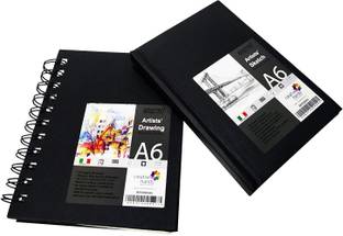 BRuSTRO Artists Sketch Book A6 Size Stitched Bound 156 Pages 110 GSM, and Sketchbook A6 Size WIRO Bound, 116 Pages, 160 GSM (Acid Free) Sketch Pad
