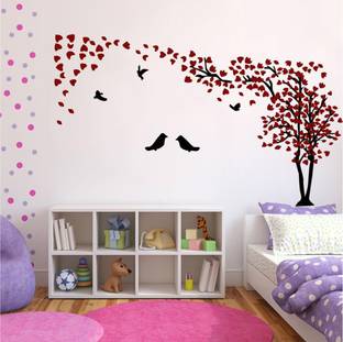 Wall#Stickers# 91 cm Red Love Heart Wall sticker poster Animated wallpaper sticker self Adhesive wallpaper Covering Area [ 91x80 ] Self Adhesive Sticker