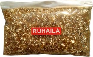 RUHAILA 6 MM SHINE GOLDEN GLASS PIPES-TOTAL 100 GMS PCS FOR ART CRAFTS AND JWELLERY AND EMBRIODERY WORKS