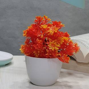 Litleo Orange Wild Flower Artificial Flower  with Pot