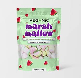 Veganic Vegetarian Marshmallows | Watermelon Shape Strawberry/Vanilla Flavour | Cute Marshmallow Candy Strawberry, Vanilla Chewing Gum