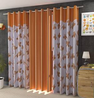 Kraftiq Homes 152 cm (5 ft) Window Polyester Semi Transparent Curtain (Pack Of 3)
