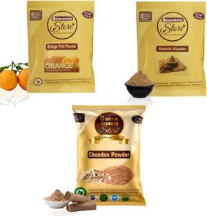 Online Quality Store Mulethi Powder (150 g) ,Orange Powder (150 g) &Chandan Powder (150 g)