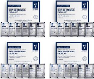 NutriGlow NATURAL'S Advanced Pro Formula Combo Pack of 4 Skin Whitening Facial Kit 60gm Each For Skin Tone Coreection, Hyper Melanin Reduction