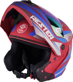 4U SUPREME Aester Red DX 1 blue Motorbike Helmet