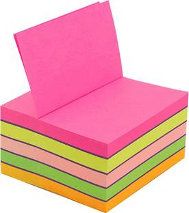 BAMBALIO 3 Inch x 3 inch BSNS-75 Sticky Memo Cube 80 Sheets Neon, 5 Colors