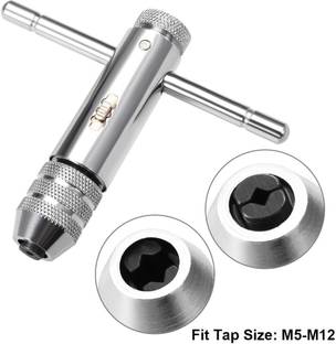 uptodatetools Adjustable Ratchet Tap Wrench T-Handle, for Metric M5-M12 Taps, Tap Reamer Tapping Single Sided Rachet Wrench