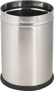 SubtleLiving Stainless Steel Solid Round Trash Can Garbage Bin Silver Use for Home & Office Stainless Steel Dustbin