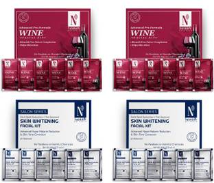 NutriGlow NATURAL'S Advanced Pro Formula 2 Wine Facial Kit & 2 Skin Whitening Facial Kit 60gm